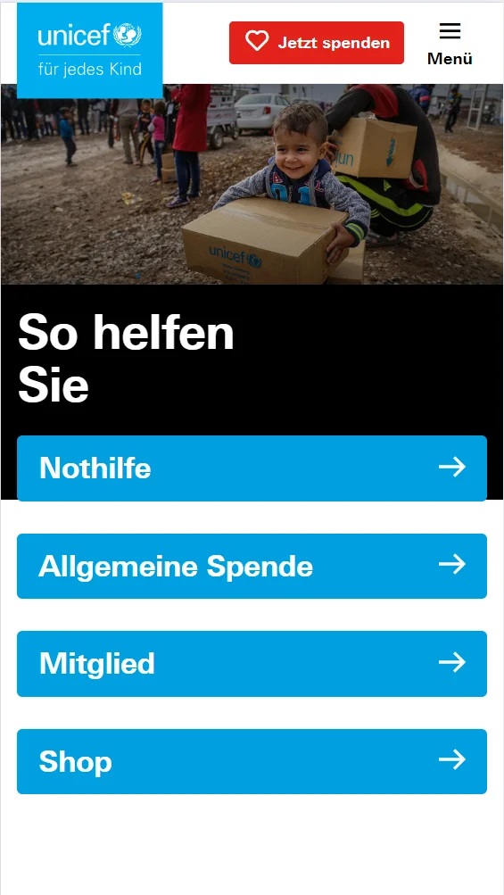 Mobile References von unicef.ch